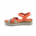 Оранжеви дамски сандали, естествена кожа - ежедневни обувки за лятото N 100023371
