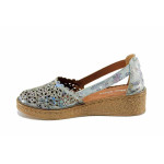 Сиви дамски обувки с равна подметка, естествена кожа перфорирана - всекидневни обувки за лятото N 100023372