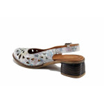 Сиви дамски сандали, естествена кожа перфорирана - ежедневни обувки за лятото N 100023373