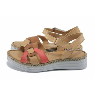 Бежови дамски сандали, естествена кожа - всекидневни обувки за лятото N 100023376