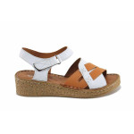 Бели дамски сандали, естествена кожа - ежедневни обувки за лятото N 100023377