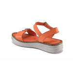 Оранжеви дамски сандали, естествена кожа - всекидневни обувки за лятото N 100023379