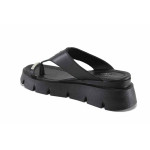 Черни дамски чехли, естествена кожа - всекидневни обувки за лятото N 100023383