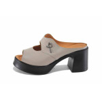 Бежови дамски чехли, естествена кожа - ежедневни обувки за лятото N 100023384