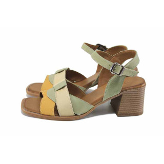 Зелени дамски сандали, естествена кожа - ежедневни обувки за лятото N 100023386