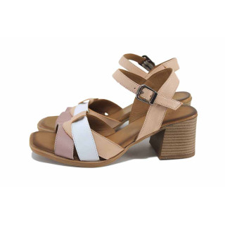 Бежови дамски сандали, естествена кожа - всекидневни обувки за лятото N 100023387