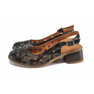 Черни дамски сандали, естествена кожа - всекидневни обувки за лятото N 100023389