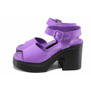 Лилави анатомични дамски сандали, естествена кожа - ежедневни обувки за лятото N 100023392