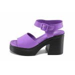 Лилави дамски сандали, естествена кожа - ежедневни обувки за лятото N 100023392