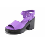 Лилави дамски сандали, естествена кожа - ежедневни обувки за лятото N 100023392