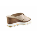 Бежови дамски чехли, естествена кожа - всекидневни обувки за лятото N 100023393