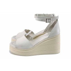 Бежови анатомични дамски сандали, естествена кожа - всекидневни обувки за лятото N 100023394