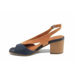 Сини дамски сандали, естествена кожа - ежедневни обувки за лятото N 100023395