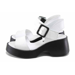 Бели анатомични дамски сандали, естествена кожа - всекидневни обувки за лятото N 100023396