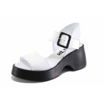 Бели дамски сандали, естествена кожа - всекидневни обувки за лятото N 100023396