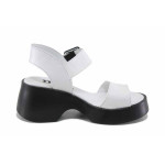 Бели дамски сандали, естествена кожа - всекидневни обувки за лятото N 100023396