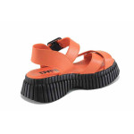 Оранжеви дамски сандали, естествена кожа - ежедневни обувки за лятото N 100023397