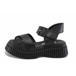 Черни дамски сандали, естествена кожа - всекидневни обувки за лятото N 100023398