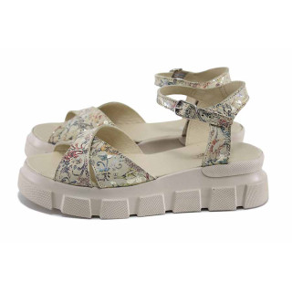 Бежови дамски сандали, естествена кожа - ежедневни обувки за лятото N 100023400