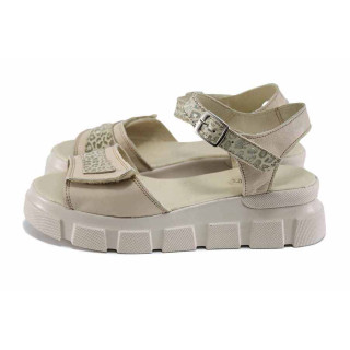 Бежови дамски сандали, естествена кожа - ежедневни обувки за лятото N 100023401