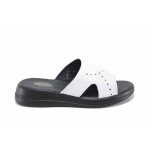 Бели дамски чехли, естествена кожа - всекидневни обувки за лятото N 100023402