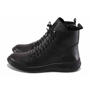 Черни анатомични дамски боти, естествена кожа - спортни обувки за есента и зимата N 100023589