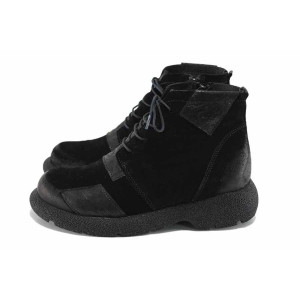 Черни анатомични дамски боти, естествена кожа - ежедневни обувки за есента и зимата N 100023649