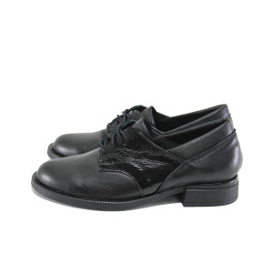 Черни анатомични дамски обувки с равна подметка, естествена кожа - всекидневни обувки за целогодишно ползване N 100023690