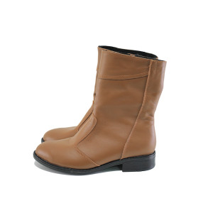 Кафяви анатомични дамски боти, естествена кожа - ежедневни обувки за есента и зимата N 100023762