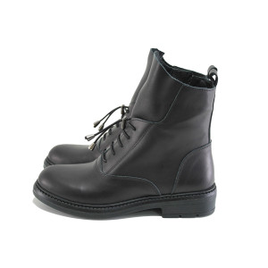 Черни анатомични дамски боти, естествена кожа - всекидневни обувки за есента и зимата N 100023765