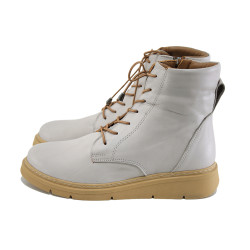 Бежови анатомични дамски боти, естествена кожа - всекидневни обувки за есента и зимата N 100023767