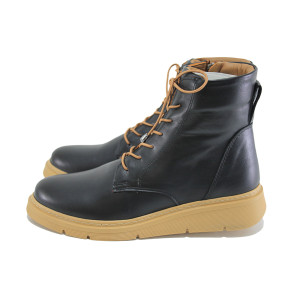 Черни анатомични дамски боти, естествена кожа - ежедневни обувки за есента и зимата N 100023768