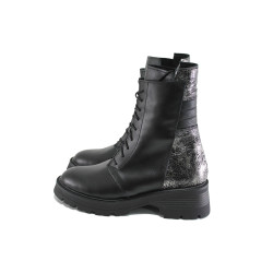 Черни анатомични дамски боти, естествена кожа - всекидневни обувки за есента и зимата N 100023833