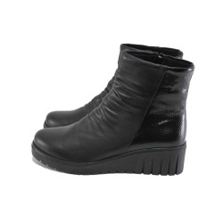 Черни анатомични дамски боти, естествена кожа и лачена естествена кожа  - ежедневни обувки за есента и зимата N 100023901