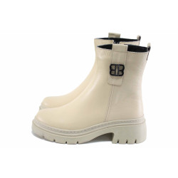 Бежови анатомични дамски боти, естествена кожа - ежедневни обувки за есента и зимата N 100023959