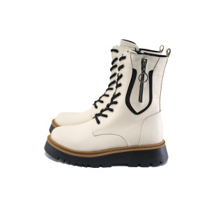 Бежови анатомични дамски боти, естествена кожа - ежедневни обувки за есента и зимата N 100023970