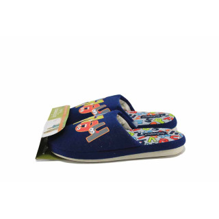 Сини домашни чехли, текстилна материя - всекидневни обувки за пролетта и есента N 100023042