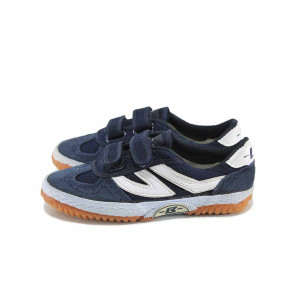 Сини детски кецове, естествена кожа и текстилна материя - спортни обувки за пролетта и лятото N 100023421