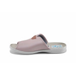 Розови дамски чехли, здрава еко-кожа - ежедневни обувки за лятото N 100023343