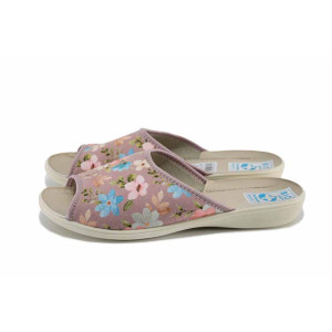 Розови дамски чехли, текстилна материя - ежедневни обувки за лятото N 100023345