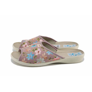 Розови дамски чехли, текстилна материя - ежедневни обувки за лятото N 100023345