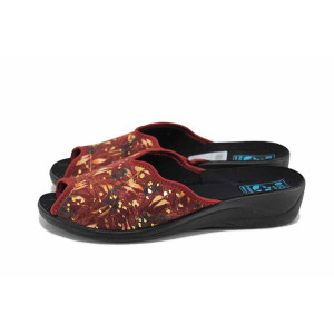 Червени дамски чехли, текстилна материя - ежедневни обувки за лятото N 100023347