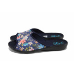 Сини дамски чехли, текстилна материя - ежедневни обувки за лятото N 100023348