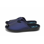 Сини дамски чехли, здрава еко-кожа - ежедневни обувки за лятото N 100023349