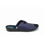 Сини дамски чехли, здрава еко-кожа - ежедневни обувки за лятото N 100023349