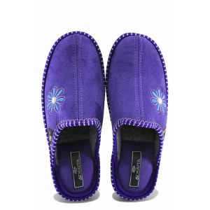 Лилави анатомични домашни чехли, текстилна материя - ежедневни обувки за есента и зимата N 100023661