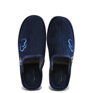 Тъмносини анатомични домашни чехли, текстилна материя - ежедневни обувки за есента и зимата N 100023667