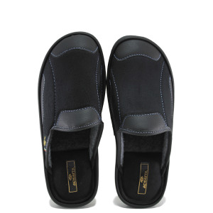 Черни анатомични домашни чехли, текстилна материя - ежедневни обувки за есента и зимата N 100022273