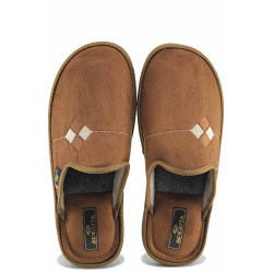 Кафяви анатомични домашни чехли, текстилна материя - всекидневни обувки за есента и зимата N 100023668