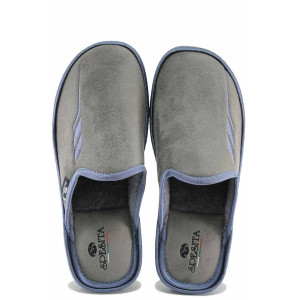 Сиви анатомични домашни чехли, текстилна материя - всекидневни обувки за есента и зимата N 100023671